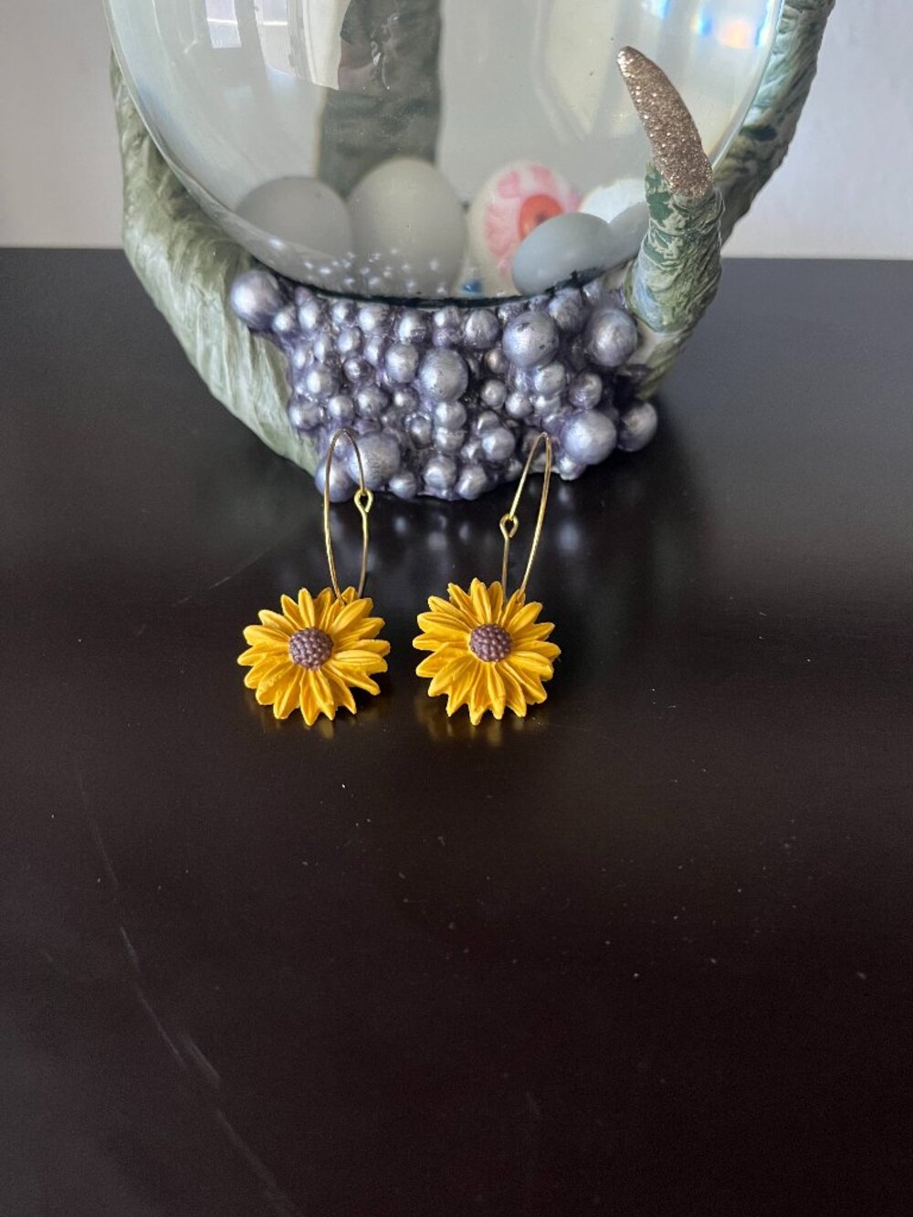 Polymer Clay- Dangle Sunflower earrings